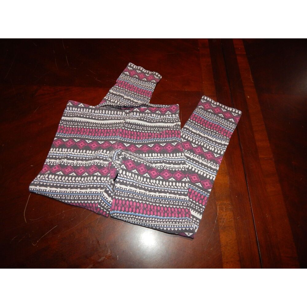 OLD NAVY girls medium size 8 pink black white blue printed leggings